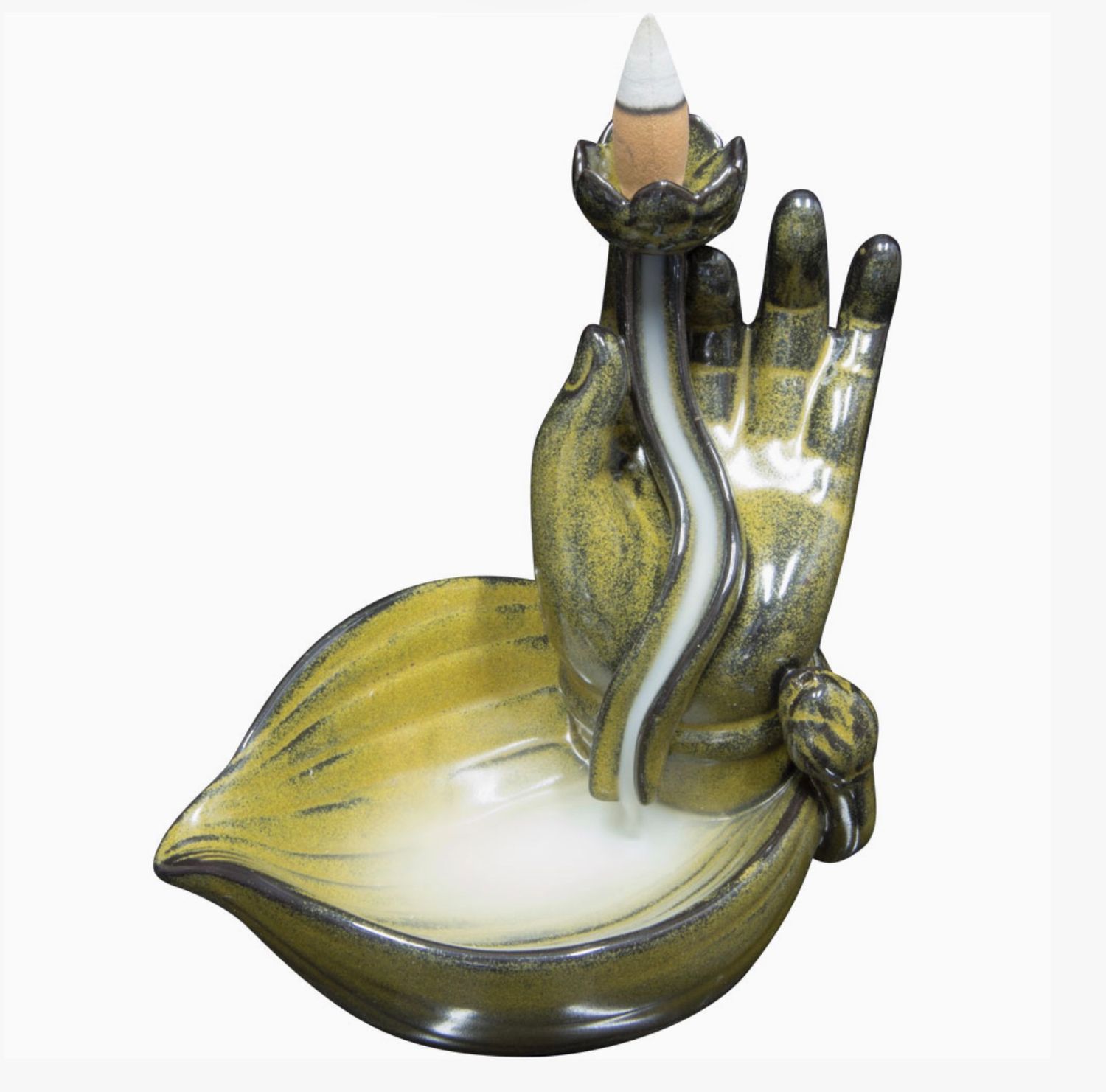 Ceramic Backflow Incense Burner - Mudra Hand