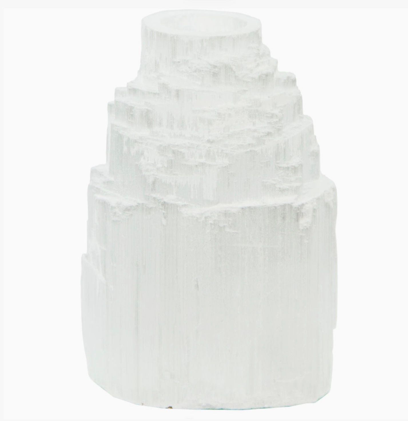 Mini Candle Holder Iceberg White Selenite