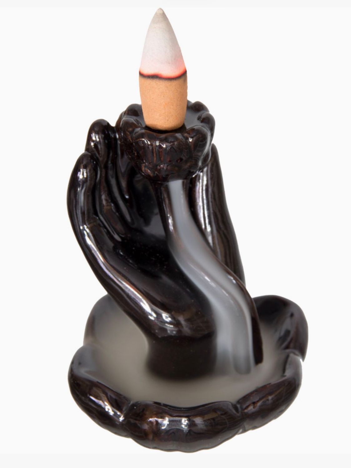 Ceramic Backflow Incense Burner - Small Mudra Hand