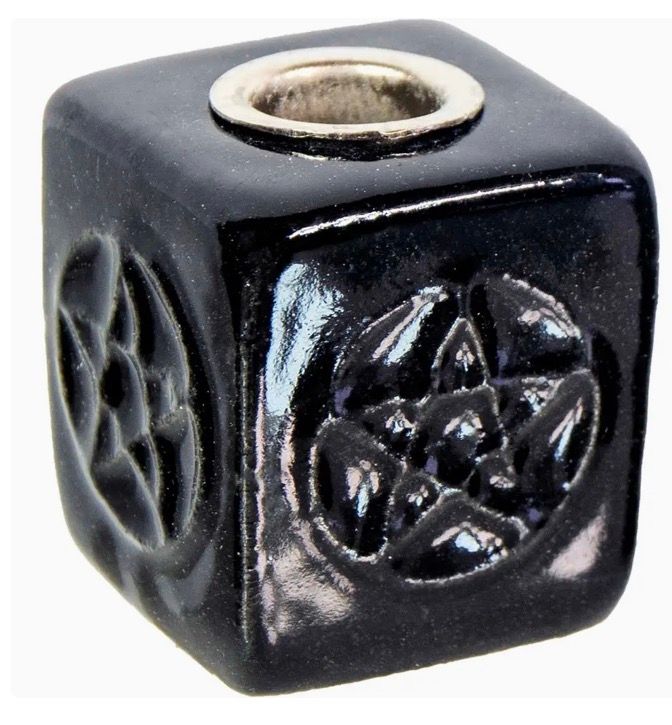 Ceramic Mini Candle Holder Cube - Pentacle Black