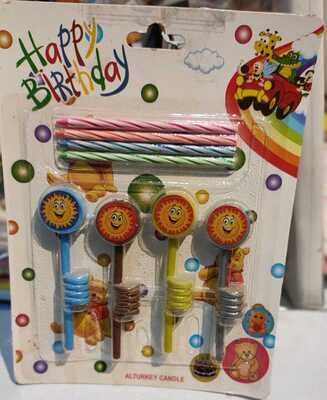 Happy birthday candles with different shapes and spiral base