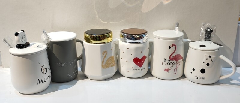 Ceramic mugs different shapes with lid