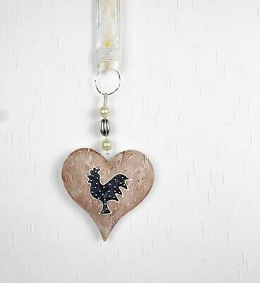 Fensterdeko, Landhausstil, Metallherz mit Motiv