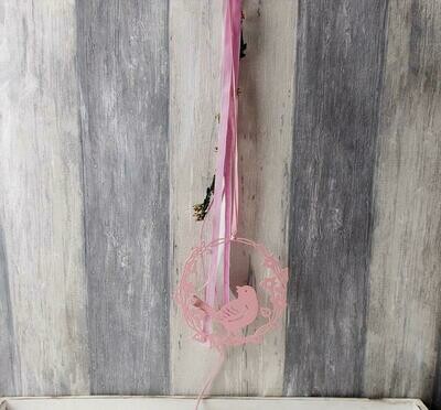 Fensterdeko in rosa aus Metall, mit süßem Vogel Fensterdeko in rosa aus Metall, mit süßem Vogel