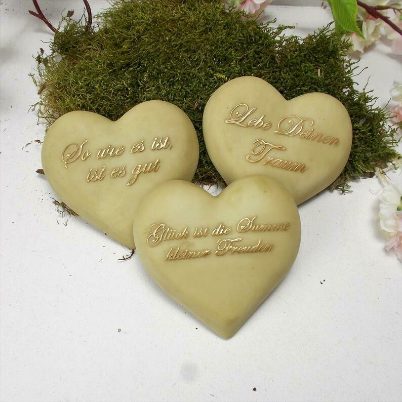 Deko-Herz mit Spruch, 3er Set, Floristik-Material