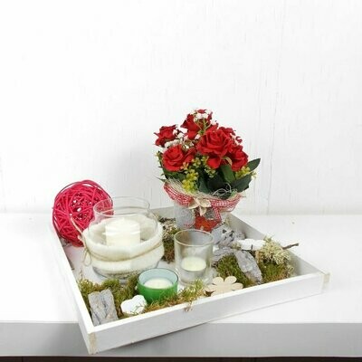 Tischdeko, weiß rot, Muttertagsgeschenk