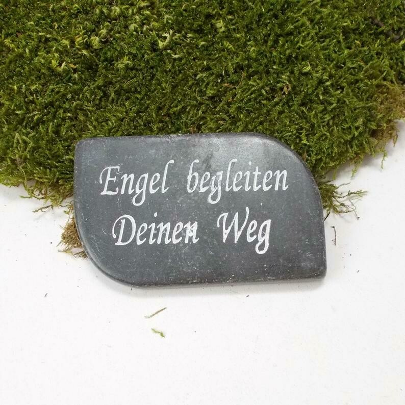 Grabdekoration, Spruchplatte Marmor, anthrazit, 6 x 10cm, vers. Variationen