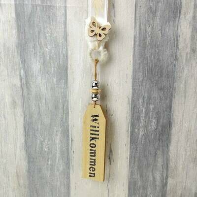 Fensterdeko, Holzschild Willkommen, Landhaus Stil