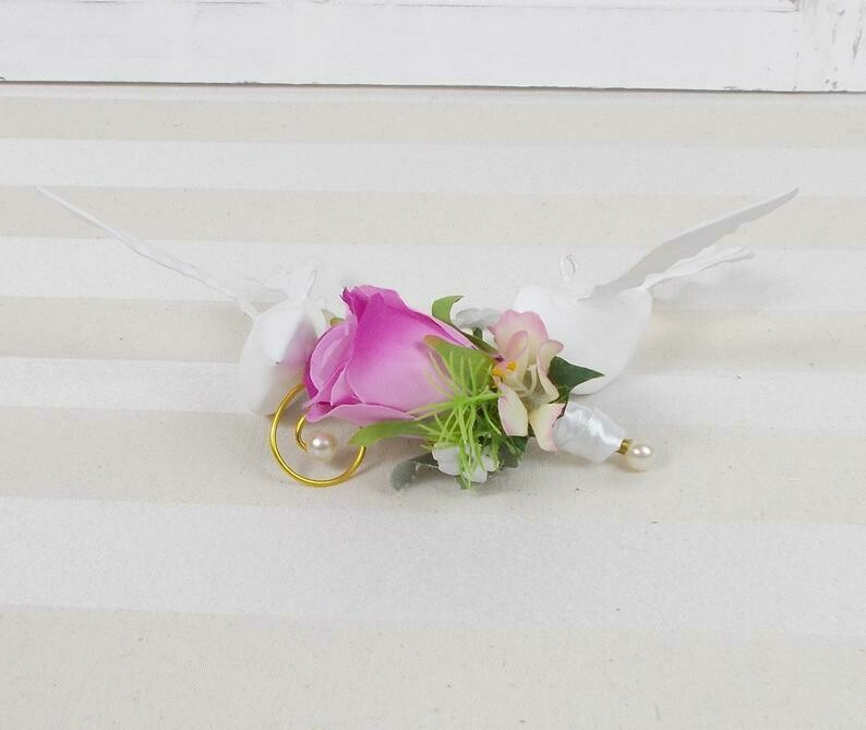 Bräutigam-Stecker mit rosa Rose, künstlich
