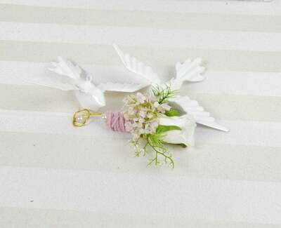 Bräutigam-Stecker mit Rose,  weiß, künstlich Bräutigam-Stecker mit Rose,  weiß, künstlich