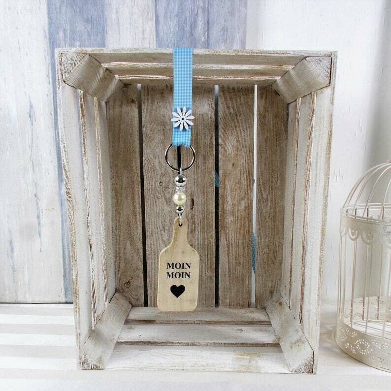 Fensterdeko, Hänger, Holzschild Moin Moin, Türdeko