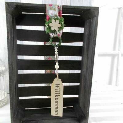 Fensterdeko, Holzschild Willkommen, Landhaus Stil Fensterdeko, Holzschild Willkommen, Landhaus Stil