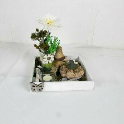 Herbstliche Tischdeko mit Kürbis und Teelichtglas, Herbstdeko