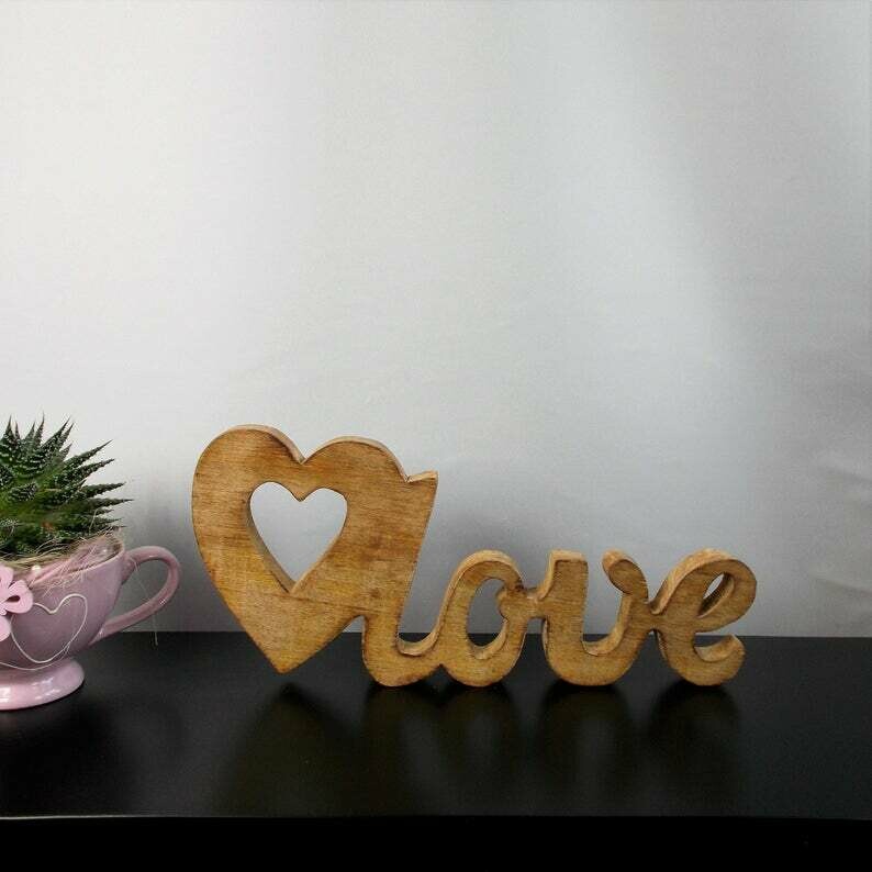 Wohn Deko Schild Love, Holz, Holzschild, Floristikbedarf