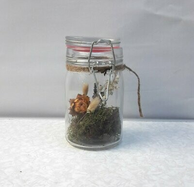 Trockenblumendeko, Trockenblumen im Glas, Tischdeko, Tischgesteck aus Trockenblumen, Sommerdeko, orange Trockenblumendeko, Trockenblumen im Glas, Tischdeko, Tischgesteck aus Trockenblumen, Sommerdeko, orange