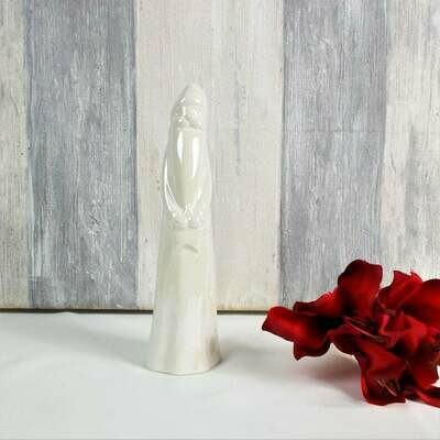 Weihnachtsdeko, mittel, weißer Nikolaus Keramik, Floristikbedarf