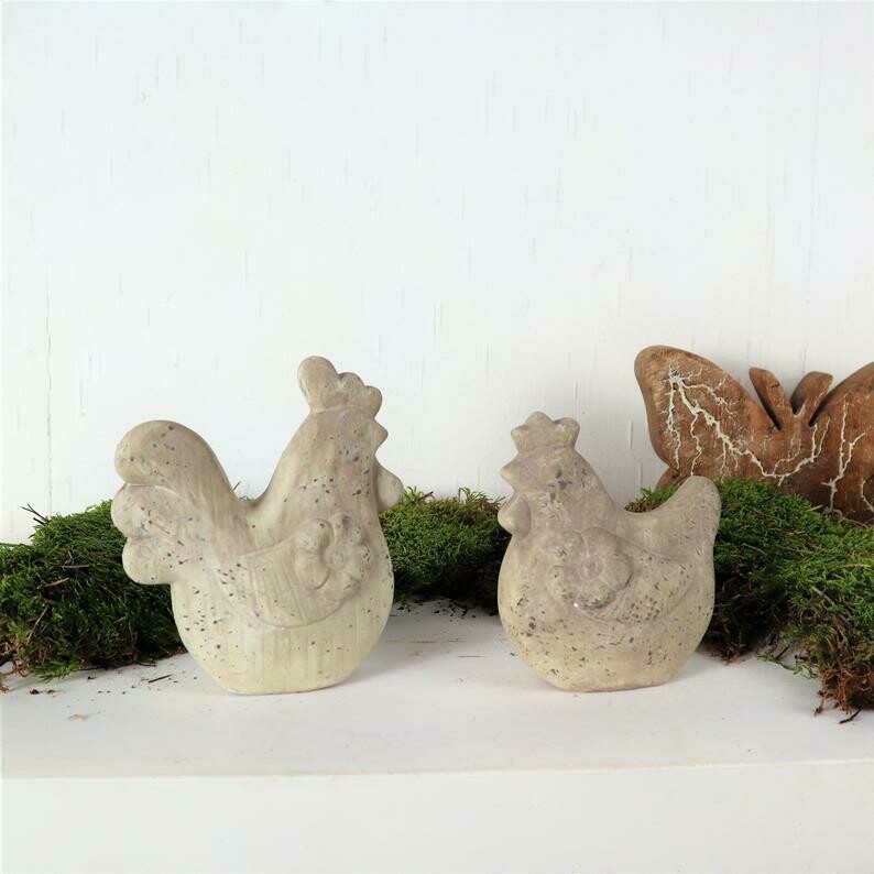 Hahn und Henne, 2er Set, Stückpreis 4,95 Euro, Osterdeko, Floristikdeko