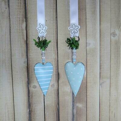 Fensterdeko 2er Set blaue Herzen, Stückpreis 12,95 Euro, Landhaus Deko