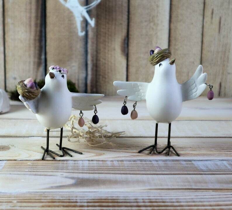 Osterdeko Vögel, 2er Set, Stückpreis 8,50 Euro, Landhausdeko Floristikdeko, Ostern