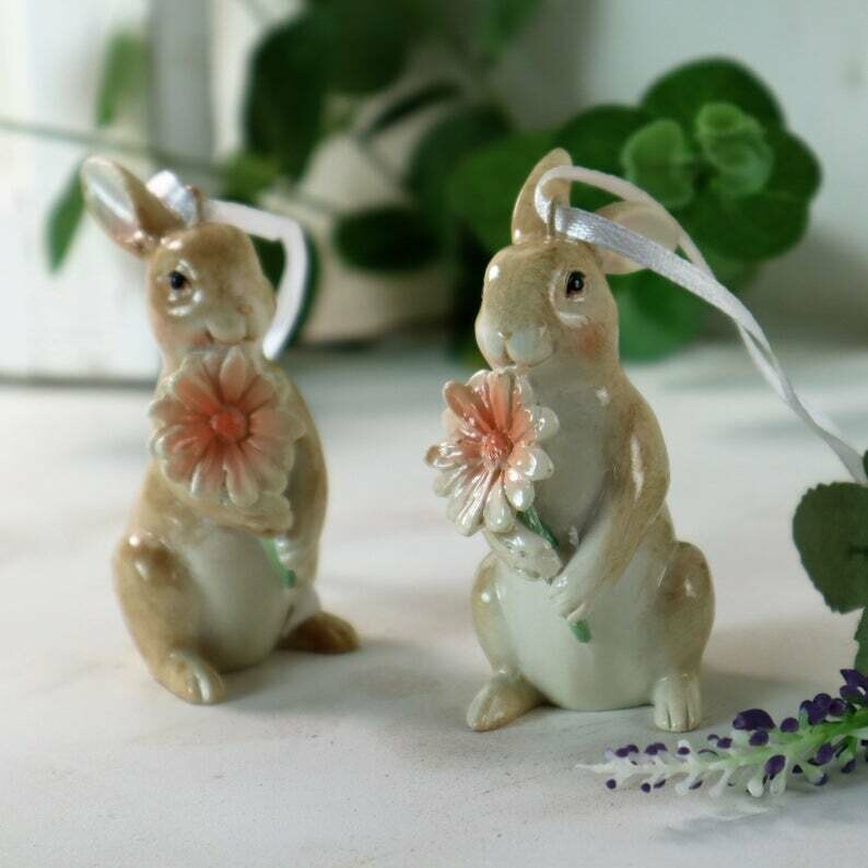 Osterdeko Hase zum Hängen, 2er Set, Osterhase, Stückpreis 4,50 Euro,  Floristikdeko, Ostern