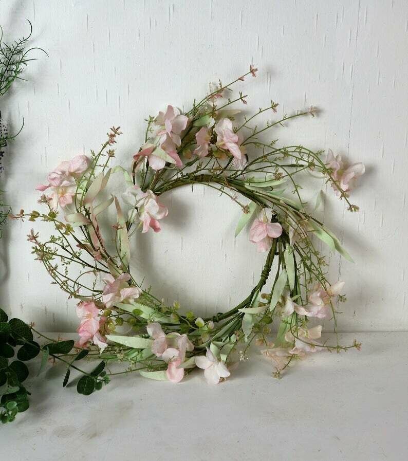 Blütenkranz verspielt, zart rosa, Deko Kranz, Ø 40cm, Kranz, Floristikdeko