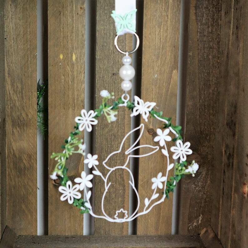 Osterdeko, Fensterschmuck, Fensterdeko, weiß, Ostern