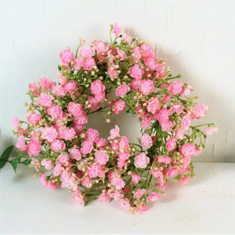 Schleierkrautkranz rosa klein, Ø 18cm, Kranz, Floristikdeko