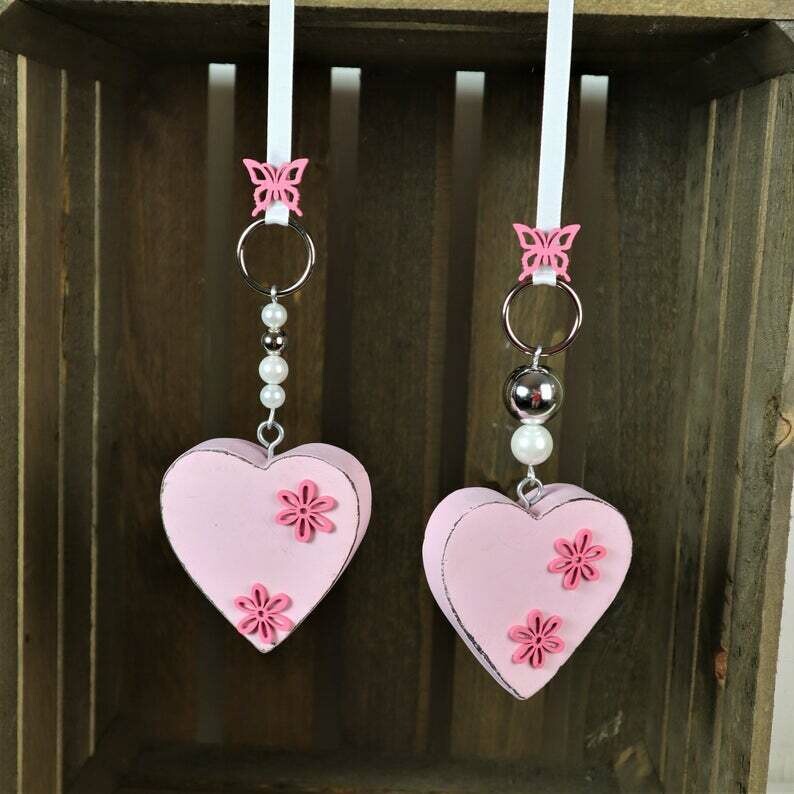 Fensterdeko 2er Set Herzen rosa, Stückpreis 12,90 Euro