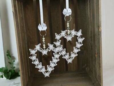 Fensterdeko,  Fensterdeko, "Schmetterlingsherz", weiß, Fensterhänger