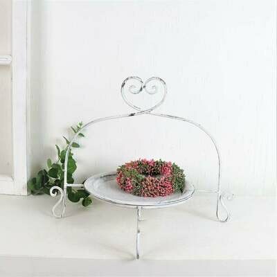 Etagere 1 stöckig in weiß, Landhausstil, Metall, Floristikdeko