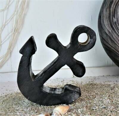 Holz Anker, Deko Anker, schwarz-grau, klein, Floristikbedarf