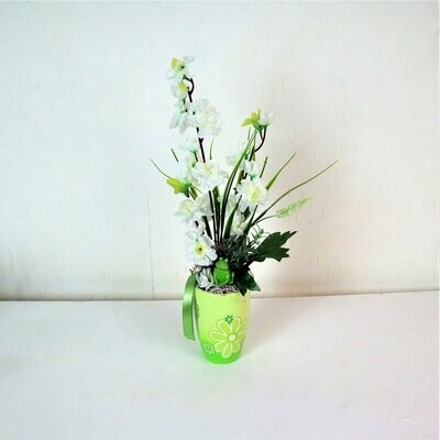 Tischgesteck, Tischdeko, weiß grün