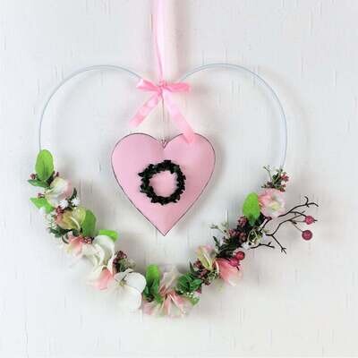 Türkranz, Fensterdeko, Fensterhänger, Herz rosa