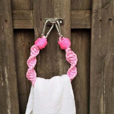 Handtuchhalter, Makramee Technik, rosa pink, Badezimmerdeko Handtuchhalter, Makramee Technik, rosa pink, Badezimmerdeko