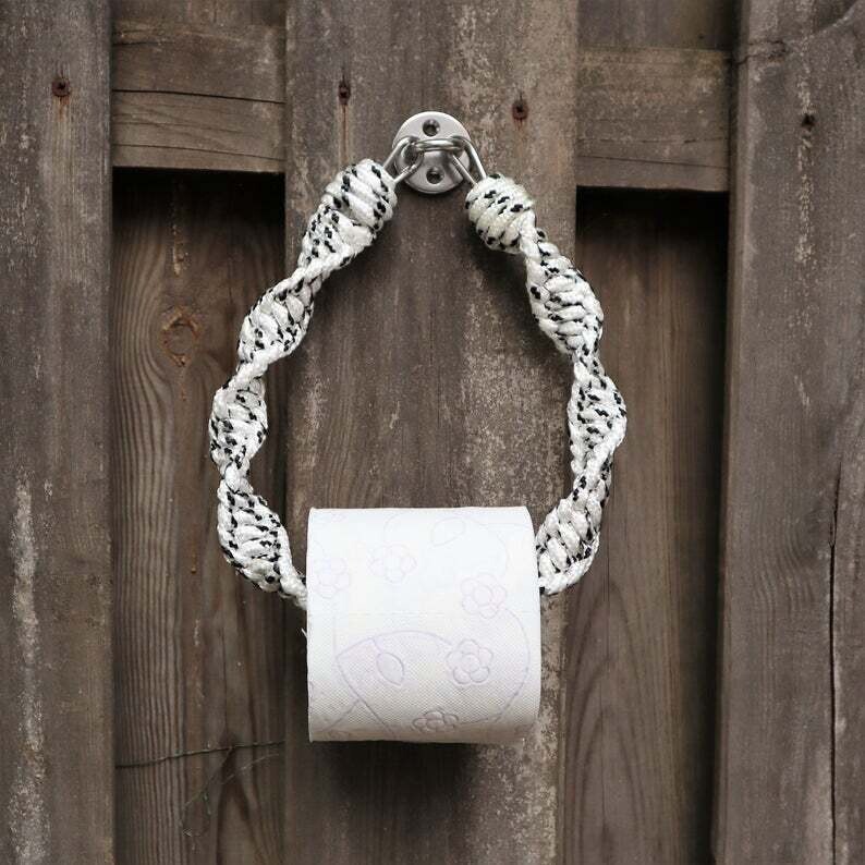 Toilettenrollerhalter, Toilettenpapierhalter, schwarz weiß, Landhausdeko