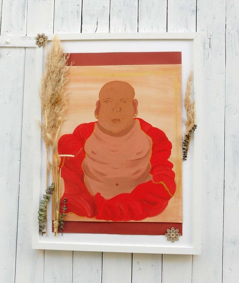 Wand Bild, Buddha, handgemalt, Wanddekoration
