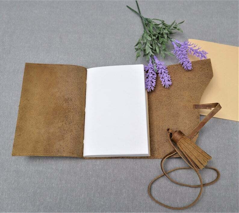 Notizbuch Leder, Notizheft, Wickelbindung, braun, edel