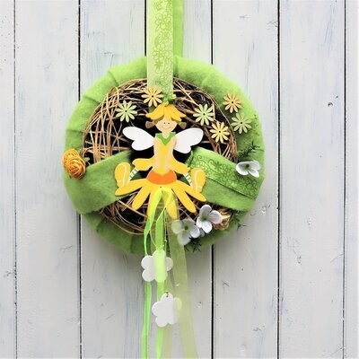 Türkranz, grün mit Holz Elfe