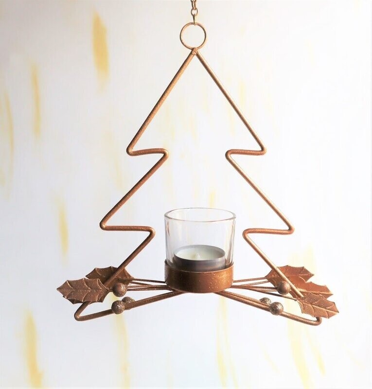Kerzenhalter Tannenbaum goldfarbig zum Hängen