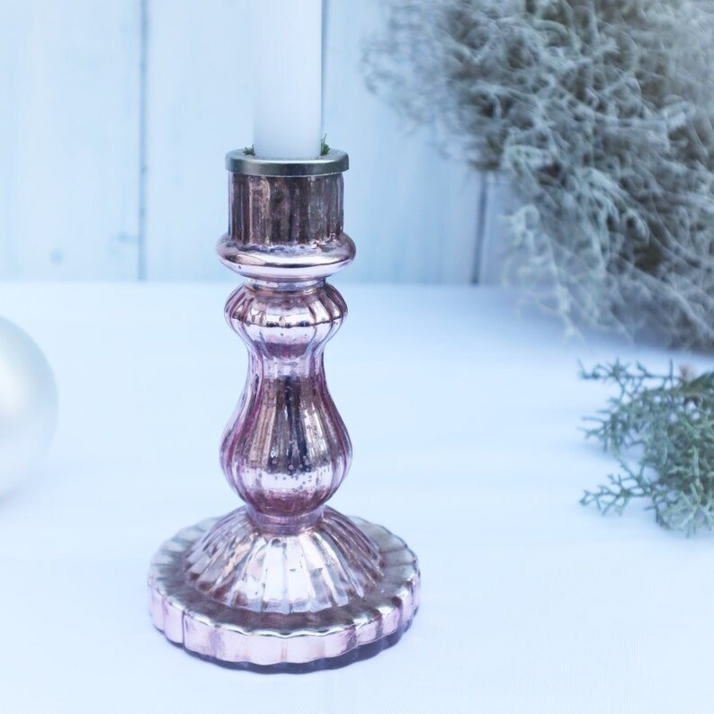 Kerzenhalter Kerzenleuchter rosa Glas