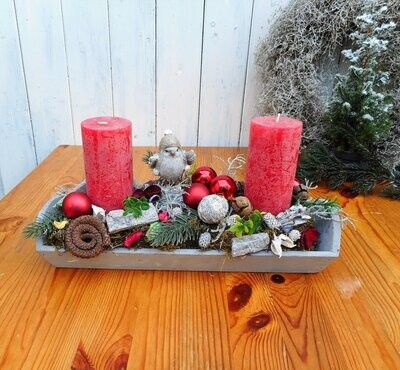 Adventsgesteck mit Kerzen, Weihnachtsgesteck