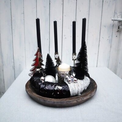Adventskranz exklusiv schwarz silber