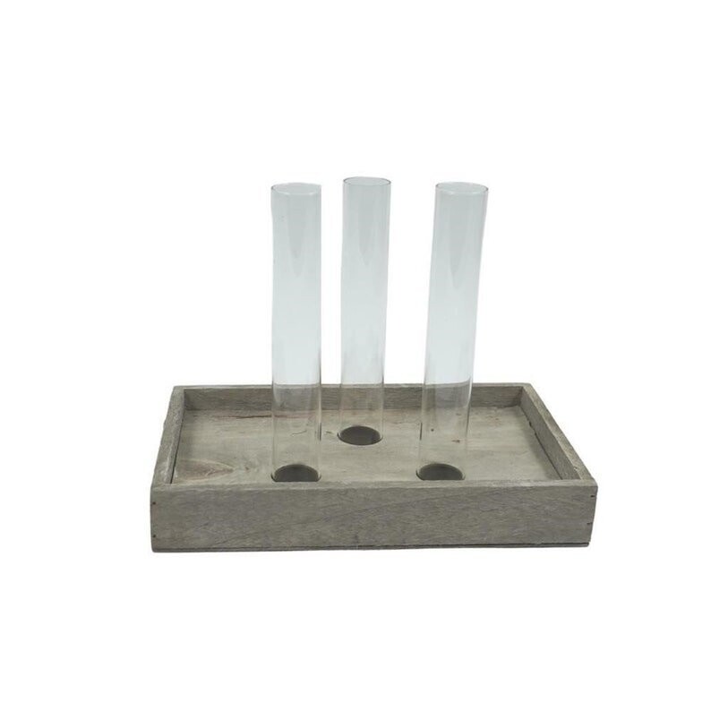 Deko Tablett mit Glasvasen, Holztablett