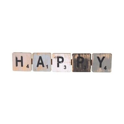 Deko Schild, Holz "happy"