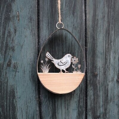 Deko Ei Fensterdeko, Vogel, Hänger, grau, Osterdeko