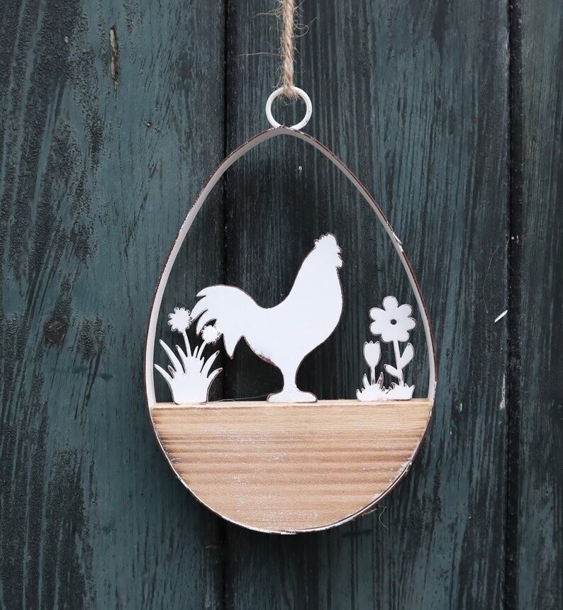 Deko Ei Fensterdeko, Hahn, Hänger, Osterdeko