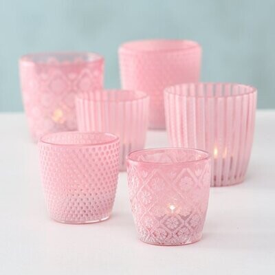 Windlichtglas pink 2er Set Stückpreis 3,95 Euro Teelichtglas Blüte