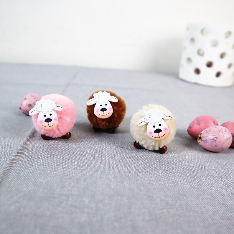 Osterdeko Pompon Schaf 3er Set Stückpreis 2,20 Euro