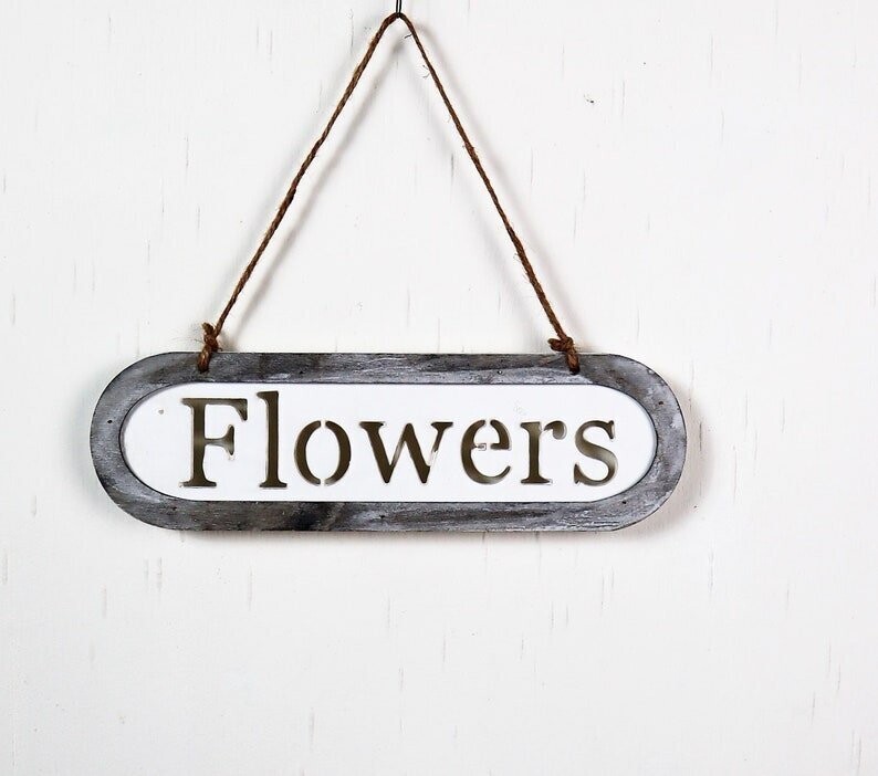 Deko Schild Holz "Flowers"