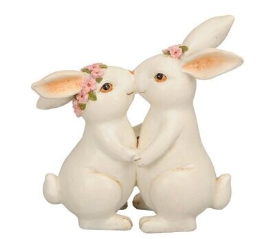 Osterdeko Osterhasen Paar küssend, Floristikdeko